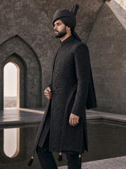 Siyah Taj | Luxury Black Designer Sherwani for Men