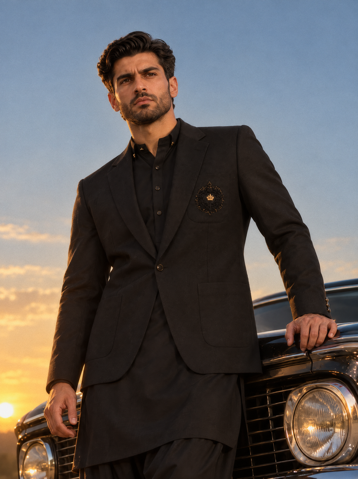 Black Coat for Men with Shalwar Kameez – ES-275