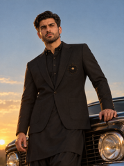 Black Coat for Men with Shalwar Kameez – ES-275