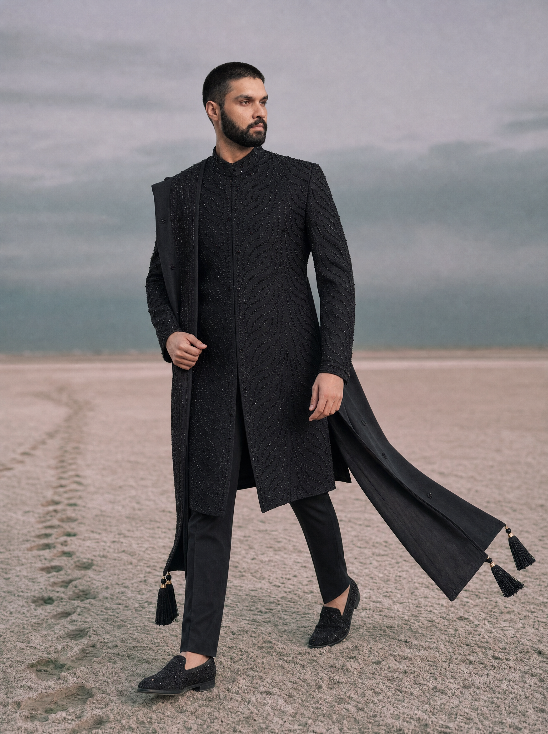 Siyah Taj | Luxury Black Designer Sherwani for Men