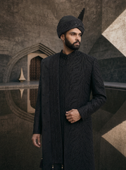 Siyah Taj | Luxury Black Designer Sherwani for Men