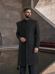 Siyah Taj | Luxury Black Designer Sherwani for Men